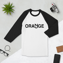 Load image into Gallery viewer, Orange 3/4 Sleeve Raglan Shirt Black Logo