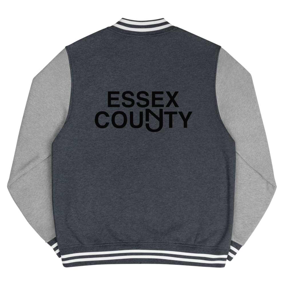 Essex County  Men's Letterman Jacket Black Print